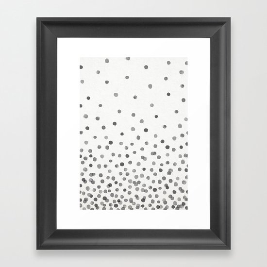 BLACK WATERCOLOR DOTS Framed Art Print