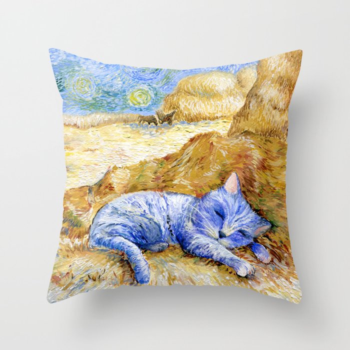 Cat. Inspired By Van Gogh Throw Pillow