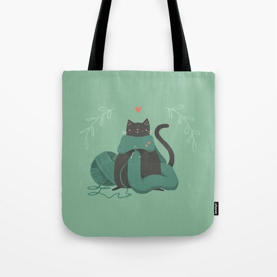 KNITTING CAT Tote Bag