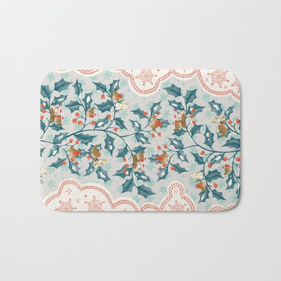 Sweet Holly Christmas Bath Mat