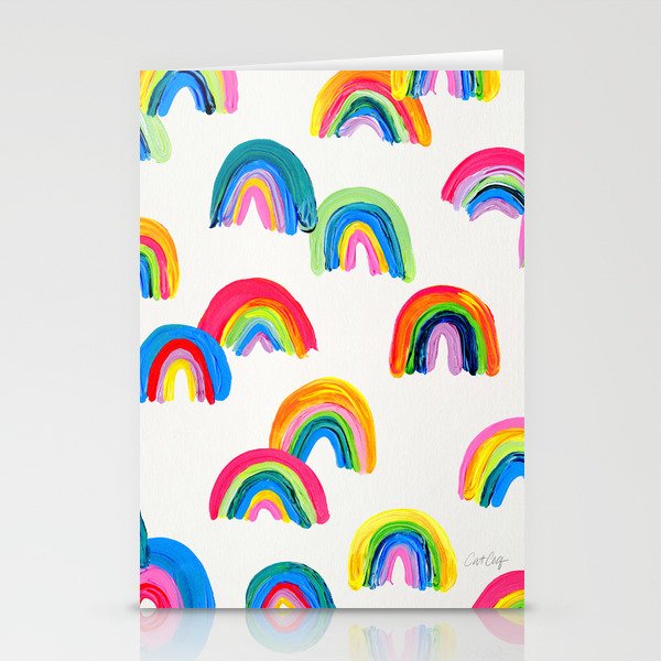 Abstract Rainbow Arcs - White Palette Stationery Cards