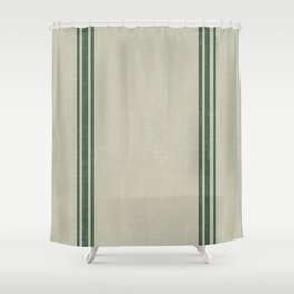 Vintage Country French Grainsack Green Stripes Linen Color Background Shower Curtain
