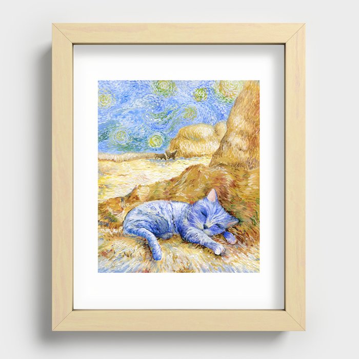 Cat. Inspired By Van Gogh Recessed Framed Print