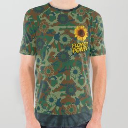 CAMO TRIPPY HIPPY FLOWER POWER All Over Graphic Tee