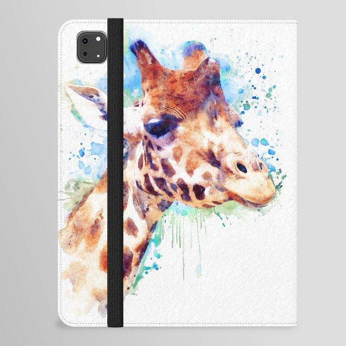 Giraffe Watercolor Portrait iPad Folio Case