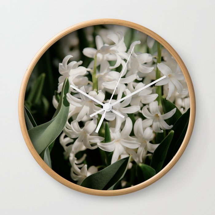 White Hyacinth I Wall Clock