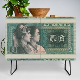 2 yuan chinese banknote collage Credenza