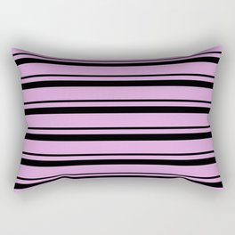 [ Thumbnail: Black and Plum Colored Lined/Striped Pattern Rectangular Pillow ]
