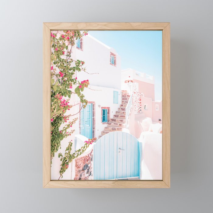 Santorini Greece Mamma Mia Pink House Travel Photography Framed Mini ...