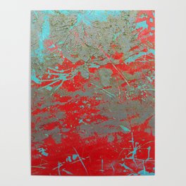 texture - aqua and red paint Poster