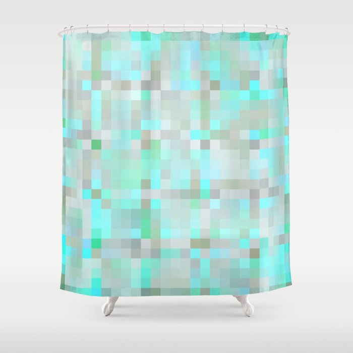 Mint Green Gray Pixels Shower Curtain By Lilkiddies Society6