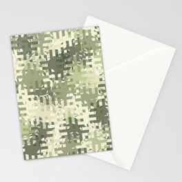 Green pixels and dots Stationery Card
