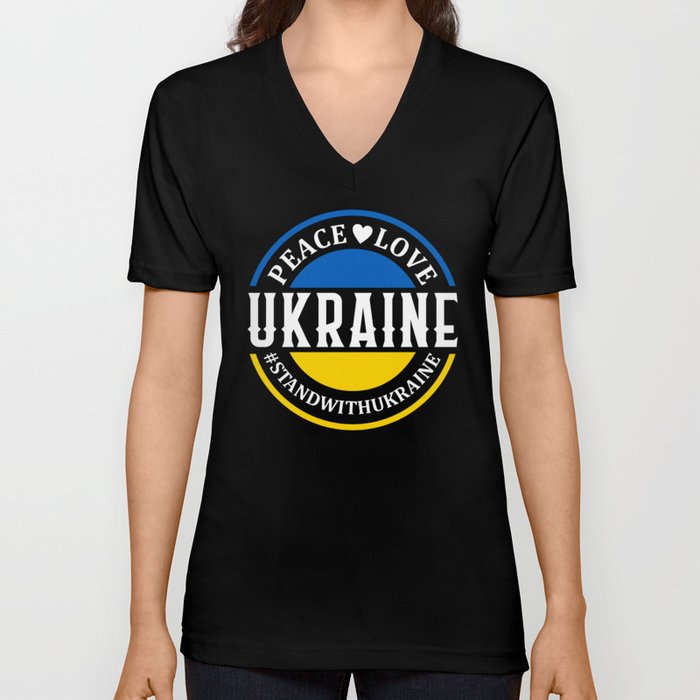 Peace Love Ukraine V Neck T Shirt