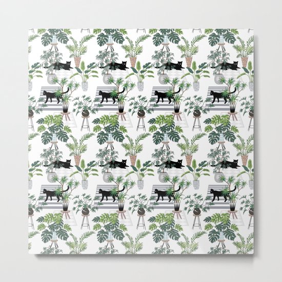 cats in the interior pattern Metal Print