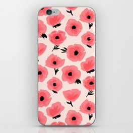 Pink Abstract Poppies iPhone Skin