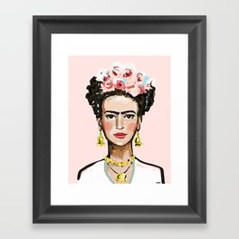 Frida on Soft Pink Gerahmter Kunstdruck