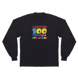 Days Of School 100th Day 100 Survived 5th Grade Long Sleeve T-shirt
