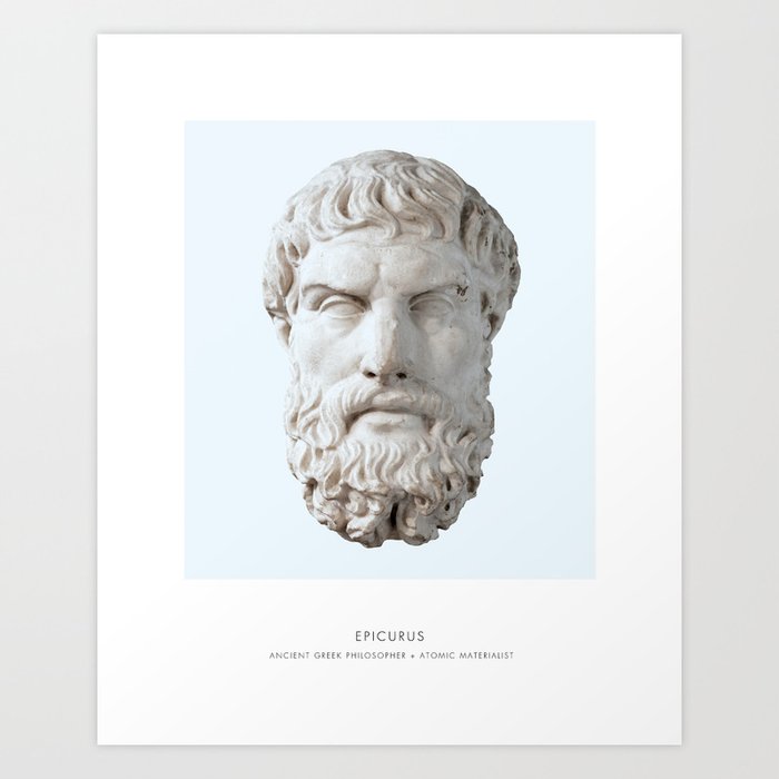 Epicurus Art Print, Portrait of Epicurus, Philosophy, Epicurus Bust, Epicurus Photo, Epicurus Art Print, Modern Home Decor, Blue, Epicurus Bust Print Art Print