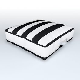 Midnight Black and White Stripes Outdoor Floor Cushion
