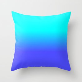 Neon Blue and Bright Neon Aqua Ombré Shade Color Fade Throw Pillow