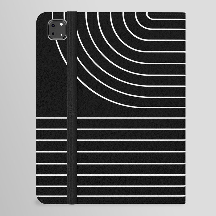 Minimal Line Curvature II Black and White Mid Century Modern Arch Abstract iPad Folio Case
