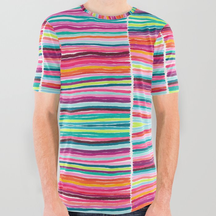 Rainbow Lines All Over Graphic Tee