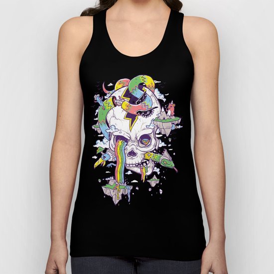 Flying Rainbow skull Island Unisex Tank Top