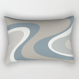 Retro Dream Abstract Swirl Pattern in Neutral Blue Grey and Taupe Rectangular Pillow