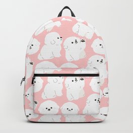 White Bischon Frise - Pink Background Backpack