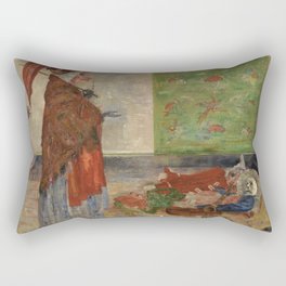Astonishment of the Wouze Mask grotesque art portrait of death by James Ensor Rectangular Pillow