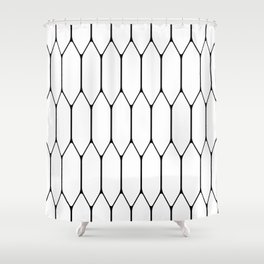 Long Honeycomb Minimalist Geometric Pattern in Black and White Shower Curtain