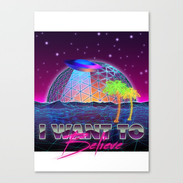 I Want To Believe Retrowave Canvas Print