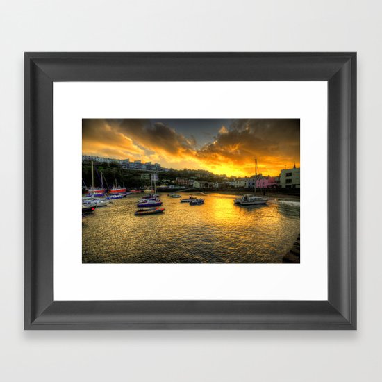 Sunset over Ilfracombe Harbour Framed Art Print