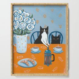 Cats and a French Press Serving Tray