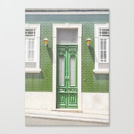 The Green House in Tavira Village | Front Door in Portugal Art Print | Colorful Travel Photography in Europe Canvas Print