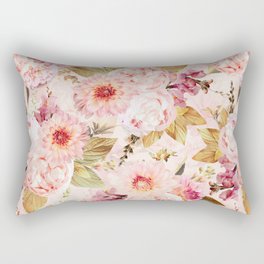 Peach Peonies Roses And Dahlia Fall Garden Rectangular Pillow