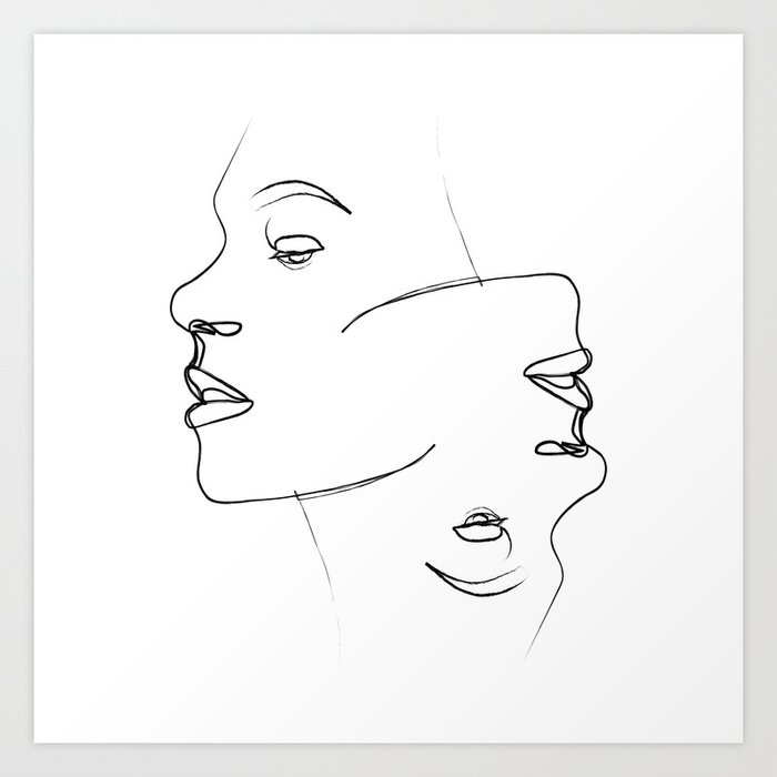 " Profile Collection " - Two faces Art Print.
