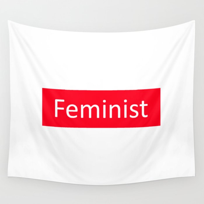 Feminist Red Rectangle Wall Tapestry