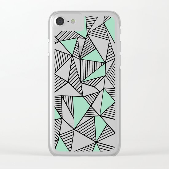 Abstraction Lines with Mint Blocks Clear iPhone Case