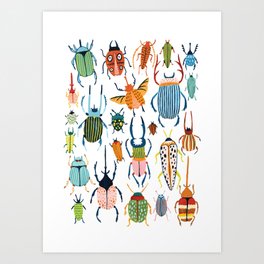 Woodland Beetles Art Print