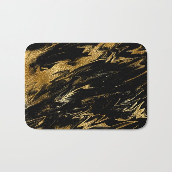 Luxury and sparkle gold glitter and black marble on #Society6 Bath Mat
