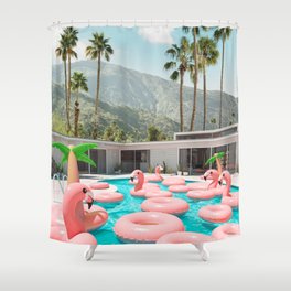 Flamingo Pool Party Shower Curtain