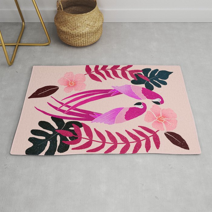 Tropical parrots - magenta  Rug