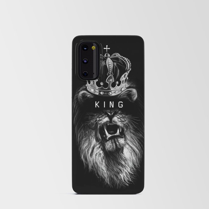Lion, Lionart, King, Animal, Black, Minimal, Interior, Black White,Wall art, Art Print,Trendy decor Android Card Case