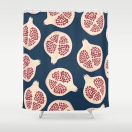 Pomegranate seamless pattern,background with pomegranate pieces and red seeds,fruit pattern Shower Curtain