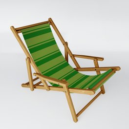 [ Thumbnail: Dark Green & Green Colored Pattern of Stripes Sling Chair ]