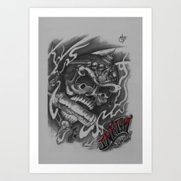 Tibeten Skull Print With Inkism Tattoo Logo Art Print