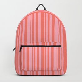 [ Thumbnail: Salmon and Light Pink Colored Lined Pattern Backpack ]