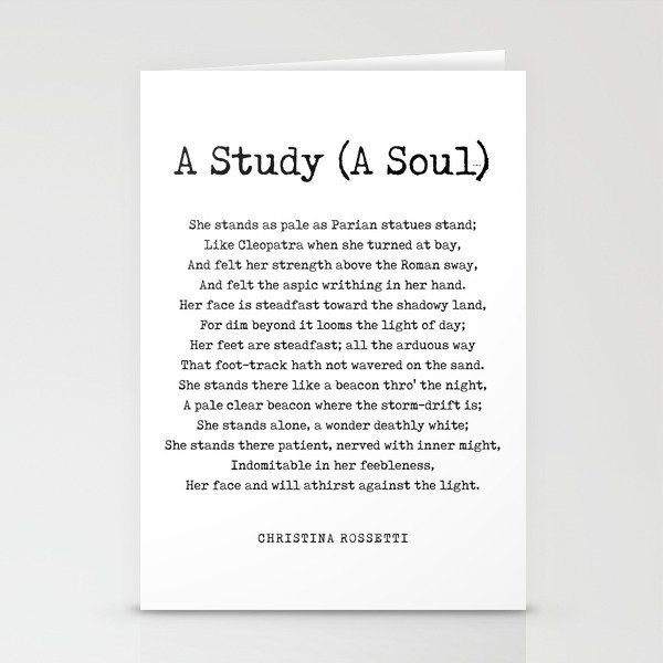 A Study A Soul - Christina Rossetti Poem - Literature - Typewriter Print 1 Stationery Cards
