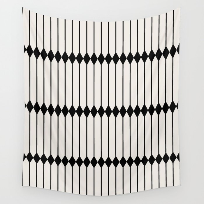 Minimal Geometric Pattern - Black Wall Tapestry